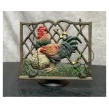 Cast-iron rooster cookbook stand