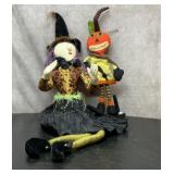 Cloth witch doll & jack-o