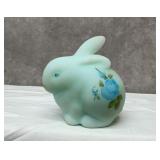 FENTON BLUE OPAL HANDPAINTED BUNNY SIGNED 3