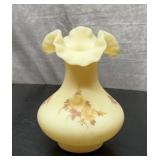 Fenton Burmese satin custard vase
