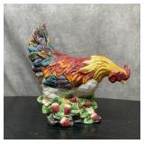 Rooster on strawberries ceramic 12