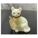 1992 FENTON iridescent cat with rhinestones