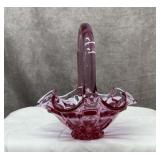 Fenton glass pedal pink Valencia basket 7