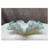 Fenton aqua crest double ruffle bowl 6