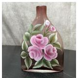Handpainted floral vase, signed Francis 10 inches