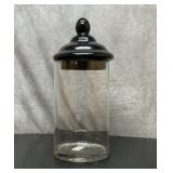 Glass canister with black lid