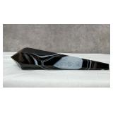 Natural, black striped agate wand crystal