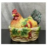 Lg ceramic hen on a nest 9