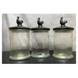 3 lg ROOSTER CANISTERS 15