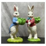 2 Crackled pottery, decorative rabbits