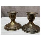 Sterling silver weighted candlesticks 295 g