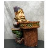 Large gnome with tree trunk bowl carved look 22