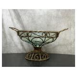Huge glass decorator bowl on iron frame 21