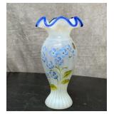 Vintage Fenton vase, forget me not, rib optic