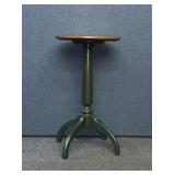 Green table with wood top