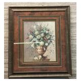 Lg roses in urn framed print