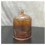 Indiana glass Carnival harvest grape biscuit jar