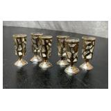 6 sterling silver overlay cordial glasses 3