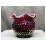 Fenton vase plum opalescent hobnail 5