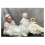 3 christening dress dolls vinyl 12