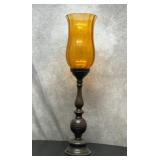 Huge fireplace candelabra amber glass shade 30