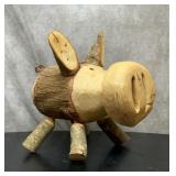 Hand carved log piggy 17x15