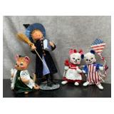 4 ANNALEE FELT DOLLS 12