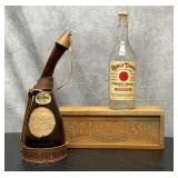 Early Times box, bottle, dickle bottle