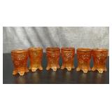 Antique carnival glass orange tree glasses 6
