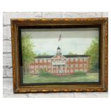 Framed Elon college shadowbox by Mary Crumpton