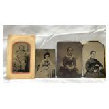 4 antique tin type photographs