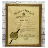 Spiro Agnew  judge certificate state of Maryland