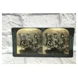 Antique stereoscope card cannibals New Guinea