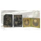 Antique tin type photographs 3.5'' family