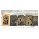 5 antique tin type photographs