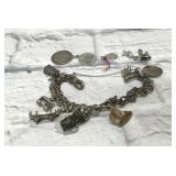 Sterling silver charm bracelet 60.28g