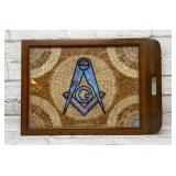 Brazilian masonic butterfly wing inlaid tray