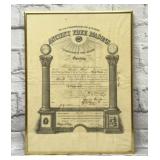 Freemasons greeting framed 14 x 18'.