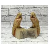 Italian marble parrot bookends 6 inches signed