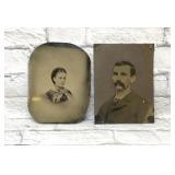 2 lg antique tin type photographs