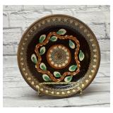 Romanian antique redware ceramic art bowl