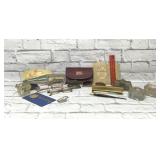 VTG. Desk items, inkwells, glasses, pens