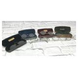 7 antique eyeglasses sets some boxes