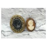 2 VTG CAMEO BROOCHES