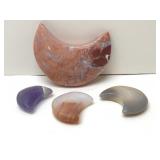 4 CRYSTAL MOON CARVINGS 5''