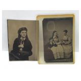 2 civil War ladies tin types