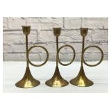 3. Brass horn candlesticks 8''