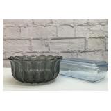 Smoky floral bowl, Hazel, Atlas refrigerator dish