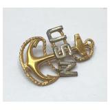 WwII US NAVY CAP BADGE 1 3/4''
