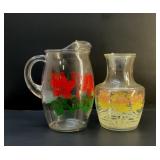 2 1960's floral beverage pitchers